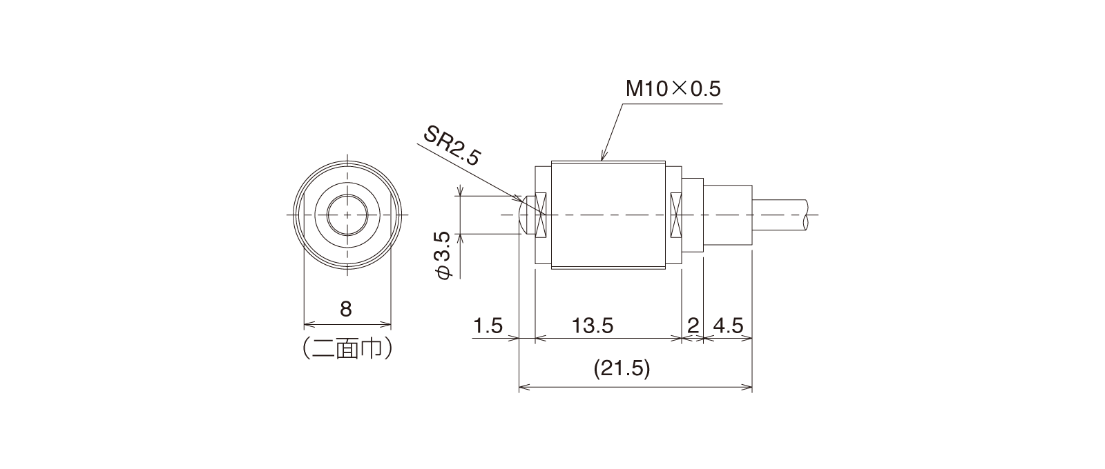 CSM105CA-Lの外径寸法図1