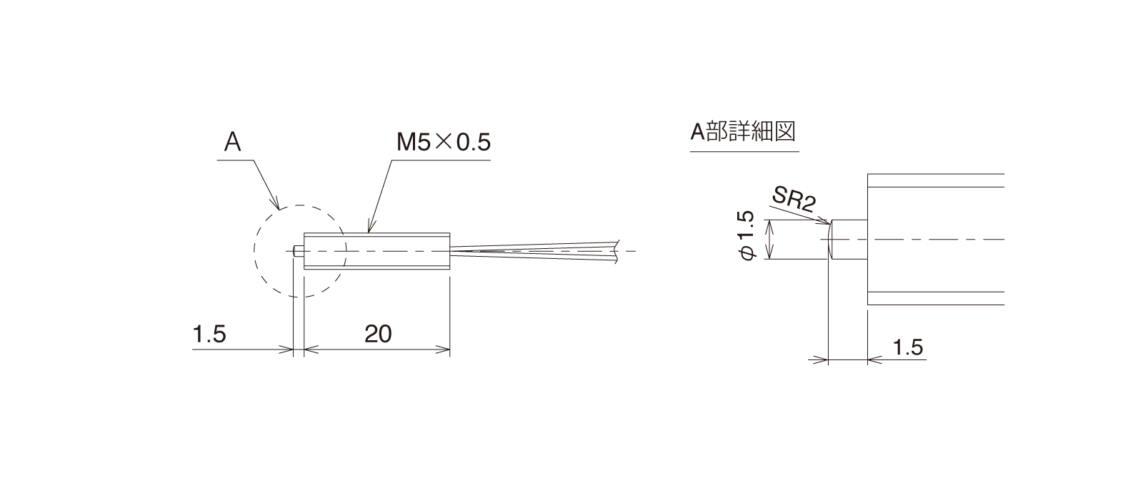 GN-PT5M3Aの外径寸法図1