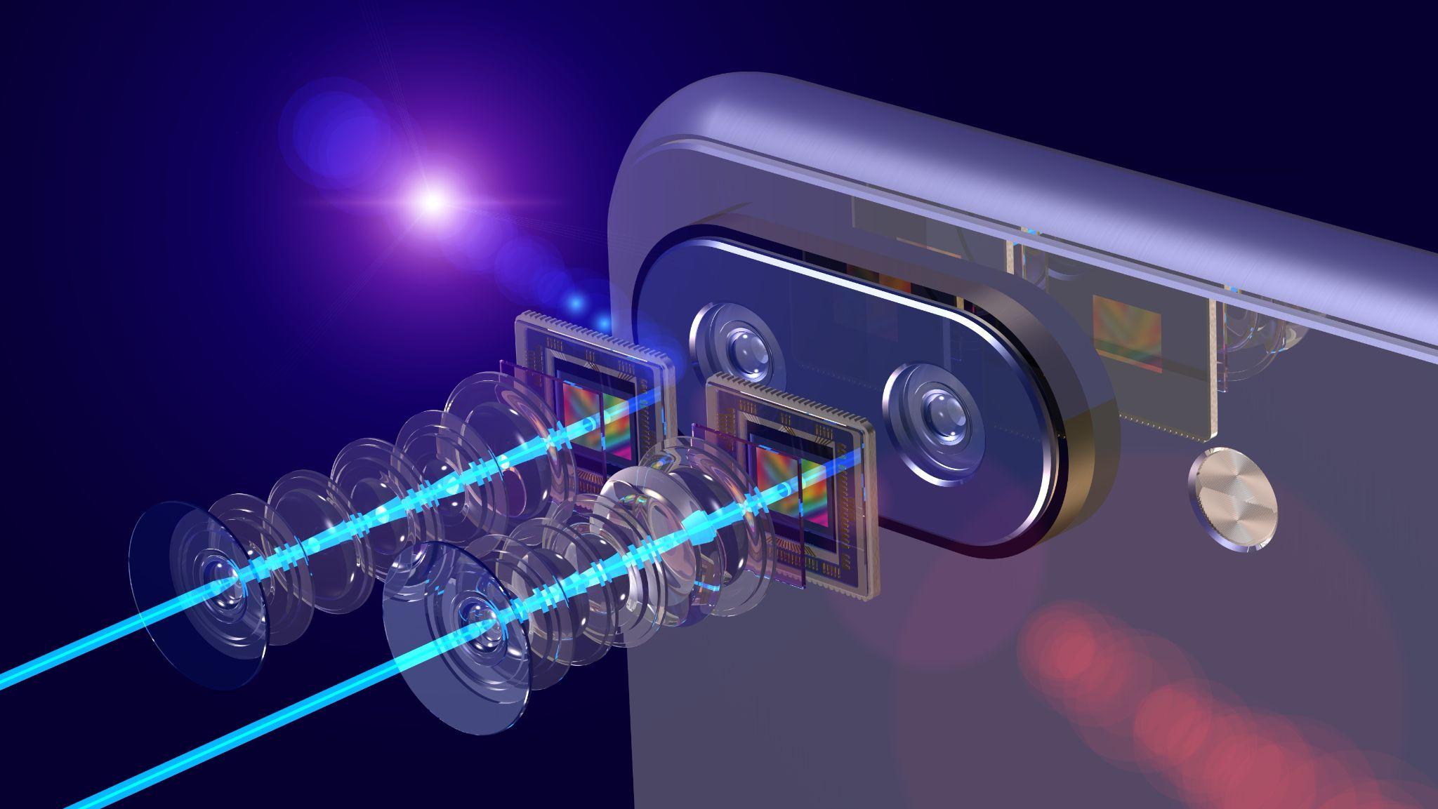 レンズを通して集めた光をデジタルデータ化するスマートフォンのセンサ