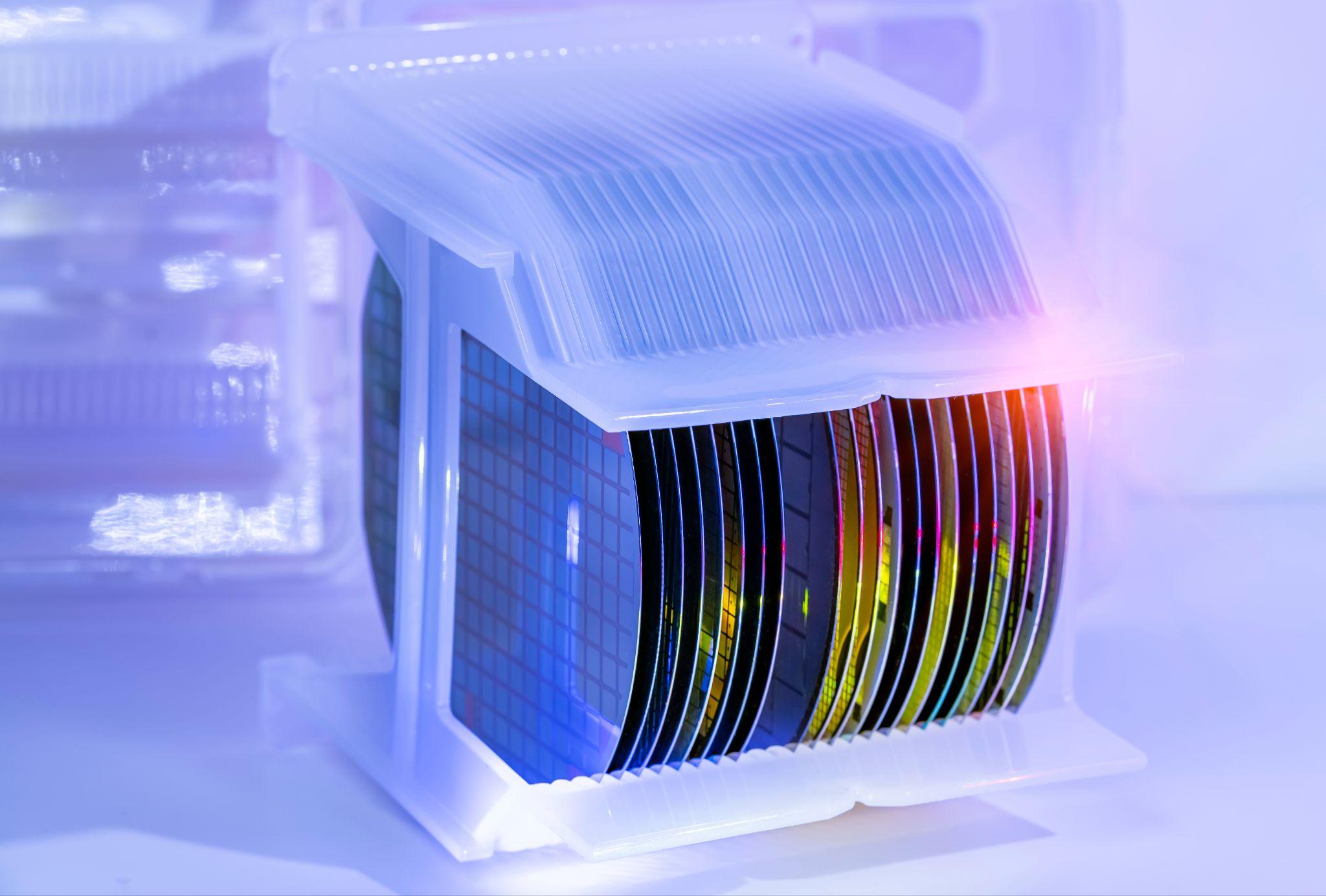 半導体に欠かせないウェーハがカセットに収まっている様子