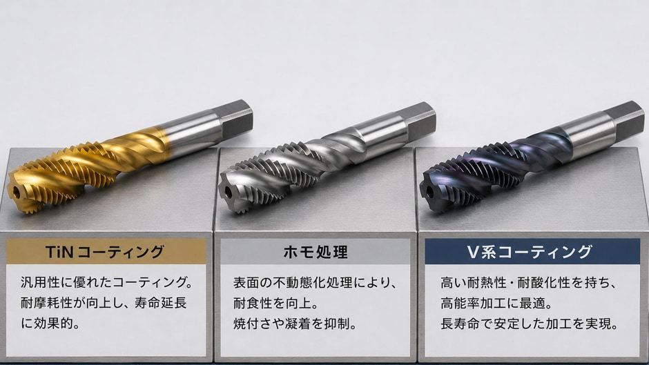主なタップのコーティングの種類